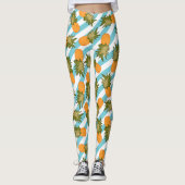 Zomer Tropische Ananas & Stripes Leggings (Voorkant)