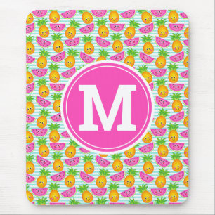 Zomer Tropische Ananas & Watermeloen Monogram Muismat