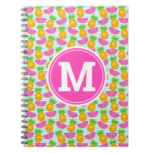 Zomer Tropische Ananas & Watermeloen Monogram Notitieboek