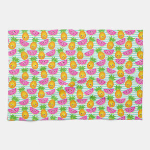 Zomer Tropische Ananas & Watermeloen Patroon Theedoek