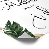 Zomer tropische bladeren bloem goud aftelbord poster (Hoek)