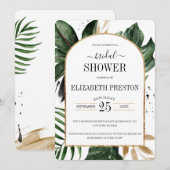 Zomer Tropische Bladeren Boog Frame Bruidsdouche Kaart (Voorkant / Achterkant)