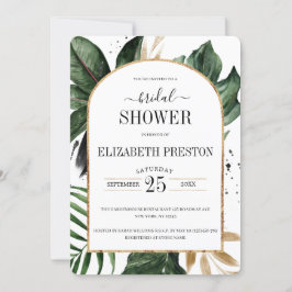 Zomer Tropische Bladeren Boog Frame Bruidsdouche Kaart