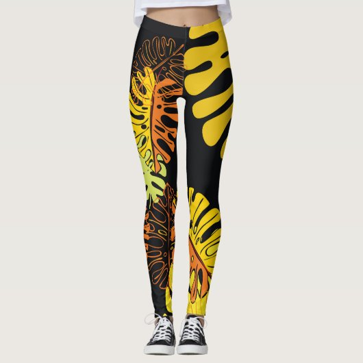Zomer tropische bladeren ontwerp leggings (Voorkant)