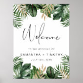 Zomer Tropische bladeren Portret Bruiloft Welkom Poster (Voorkant)