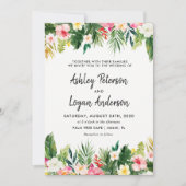 Zomer Tropische Bladeren Trouw Uitnodigingskaart Kaart (Voorkant)