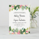 Zomer Tropische Bladeren Trouw Uitnodigingskaart Kaart (Staand voorkant)