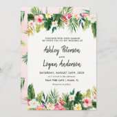 Zomer Tropische Bladeren Trouw Uitnodigingskaart Kaart (Voorkant / Achterkant)