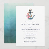 Zomer Tropische Bloemen Anker Strand Bruiloft Kaart (Voorkant / Achterkant)