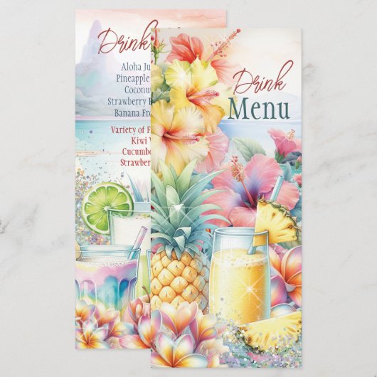 Zomer Tropische Drink Menu (Voorkant / Achterkant)