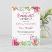 Zomer Tropische Flamingo Bachelorette uitnodiging (Staand voorkant)