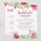 Zomer Tropische Flamingo Bachelorette uitnodiging (Voorkant / Achterkant)