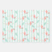 Zomer tropische Flamingo blauw goud set van 3 Inpakpapier Vel (Voorkant)