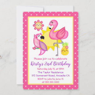 Zomer Tropische Flamingo & Papegaai Verjaardag Kaart