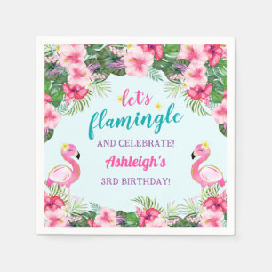 Zomer Tropische Flamingo Verjaardag Servet