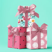 Zomer tropische katten pastel roze set van 3 inpakpapier vel