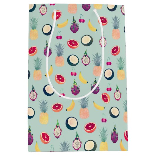 Zomer Tropische Kleurrijke Fruits Mint Medium Cadeauzakje (Voorkant)