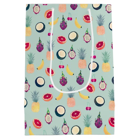 Zomer Tropische Kleurrijke Fruits Mint Medium Cadeauzakje (Achterkant)
