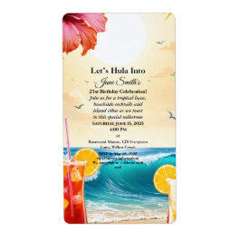 Zomer Tropische Luau Beach Party 21e verjaardag Etiket