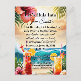 Zomer Tropische Luau Beach Party 21e verjaardag Feestdagenkaart