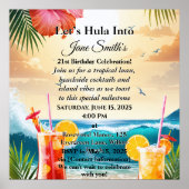 Zomer Tropische Luau Beach Party 21e verjaardag Poster (Voorkant)