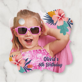 Zomer tropische luau Meisje zwembad verjaardag fot Bedankjes Labels