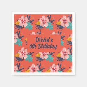 Zomer tropische luau Meisje zwembad verjaardag Servet