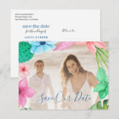 Zomer tropische moderne foto huwelijksaankondiging aankondigingskaart (Voorkant / Achterkant)