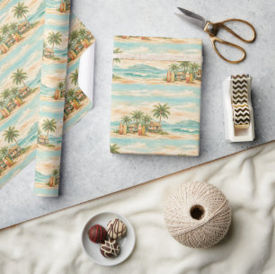 Zomer Tropische Palmbomen Vintage Surfplanken Cadeaupapier