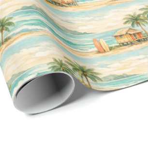 Zomer Tropische Palmbomen Vintage Surfplanken Cadeaupapier
