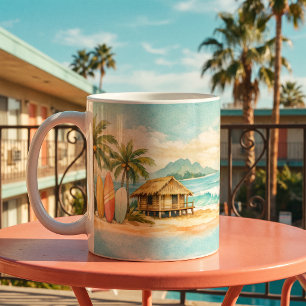 Zomer Tropische Palmbomen Vintage Surfplanken Koffiemok