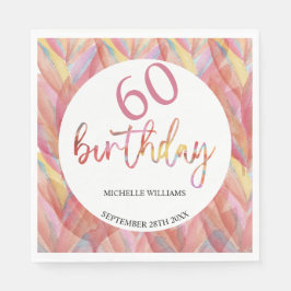 Zomer Tropische Roze Bloemen Veren Waterverf Servet