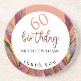 Zomer Tropische Roze Bloemen Veren Waterverf Zandsteen Onderzetter