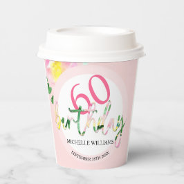 Zomer Tropische Roze Bloemen Waterverf Papieren Bekers