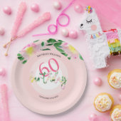 Zomer Tropische Roze Bloemen Waterverf Papieren Bordje (Feest)