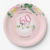 Zomer Tropische Roze Bloemen Waterverf Papieren Bordje (Voorkant)