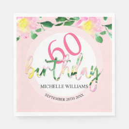 Zomer Tropische Roze Bloemen Waterverf Servet