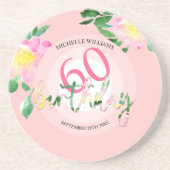 Zomer Tropische Roze Bloemen Waterverf Zandsteen Onderzetter (Voorkant)