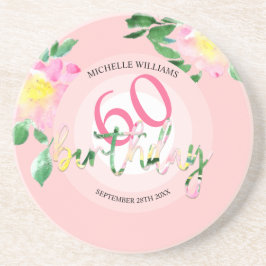 Zomer Tropische Roze Bloemen Waterverf Zandsteen Onderzetter