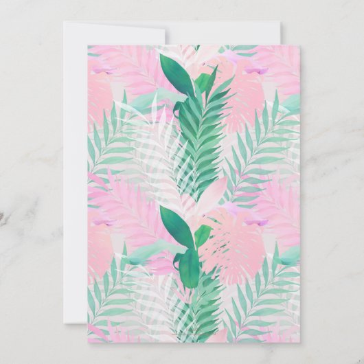 Zomer Tropische Roze Munt Palm gebladerte groen Kaart (Achterkant)