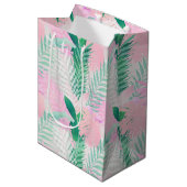 Zomer Tropische Roze Munt Palm gebladerte groen Medium Cadeauzakje (Voorkant Gekanteld)