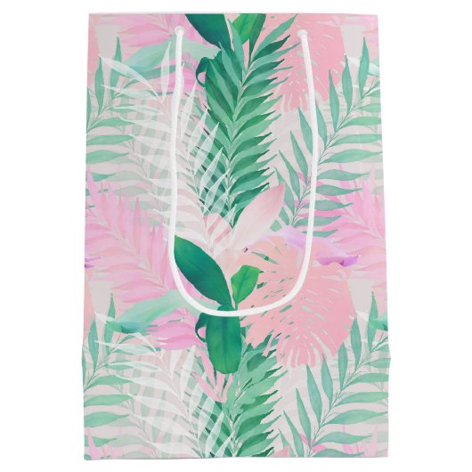 Zomer Tropische Roze Munt Palm gebladerte groen Medium Cadeauzakje (Achterkant)