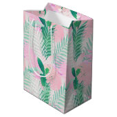 Zomer Tropische Roze Munt Palm gebladerte groen Medium Cadeauzakje (Achterkant Gekanteld)