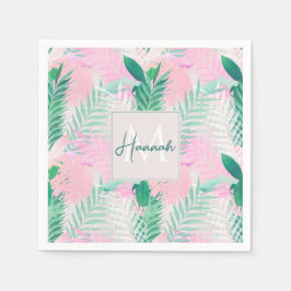 Zomer Tropische Roze Munt Palm gebladerte groen Servet