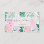 Zomer Tropische Roze Munt Palm gebladerte groen Visitekaartje (Voorkant)