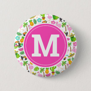 Zomer Tropische Toekan en Bloemmotief Ronde Button 5,7 Cm