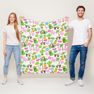 Zomer Tropische Toekan en Flamingo Patroon Fleece Deken