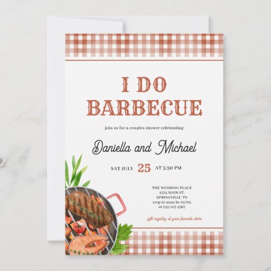 Zomer trouwfeest met barbecue kaart (Voorkant)
