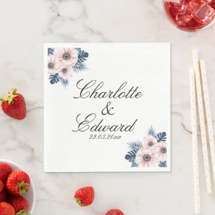 Zomer Tuin Aquarel Bloemen Bruiloft Servetten