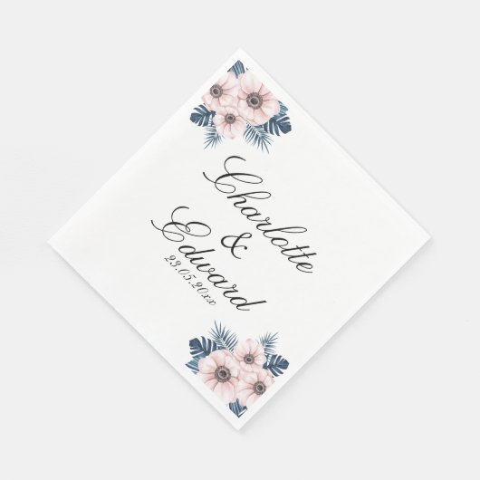 Zomer Tuin Aquarel Bloemen Bruiloft Servetten (Hoek)